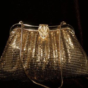Whiting & Davis Gold Mesh Minaudiere Purse